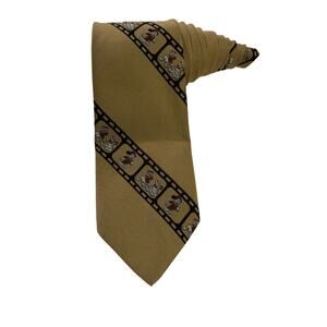 Disney Cervantes Film Strip Mickey Mouse Donald Duck Pluto Vintage Necktie Brown